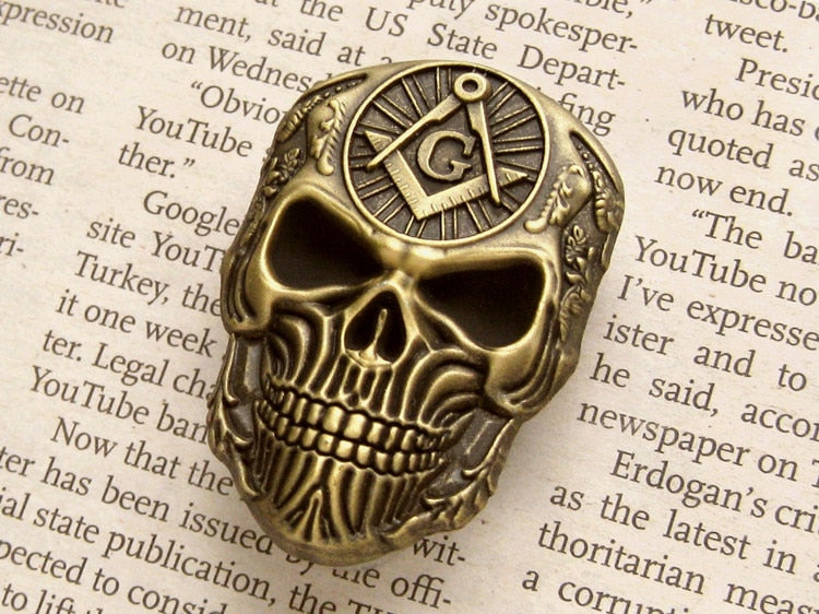 Masonic Skull with Square & Compass Biker Lapel Pin