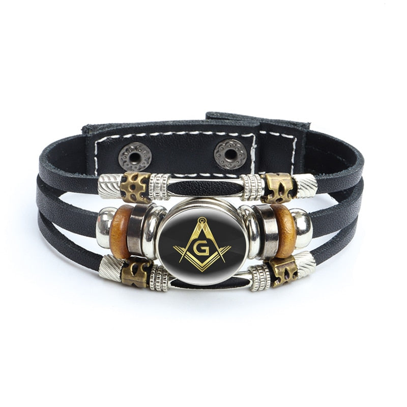 Masonic Symbols Freemason Leather Bracelets