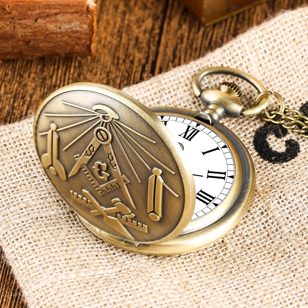 Masonic Tools Freemason Vintage Quartz Pocket Watch