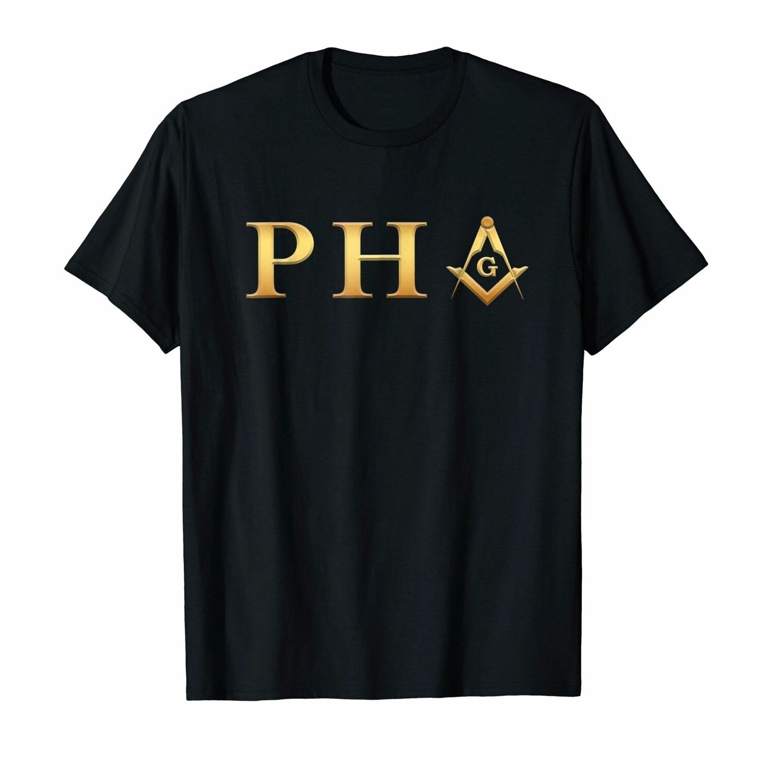 Masonic PHA Prince Hall Square Compass Black T-shirt