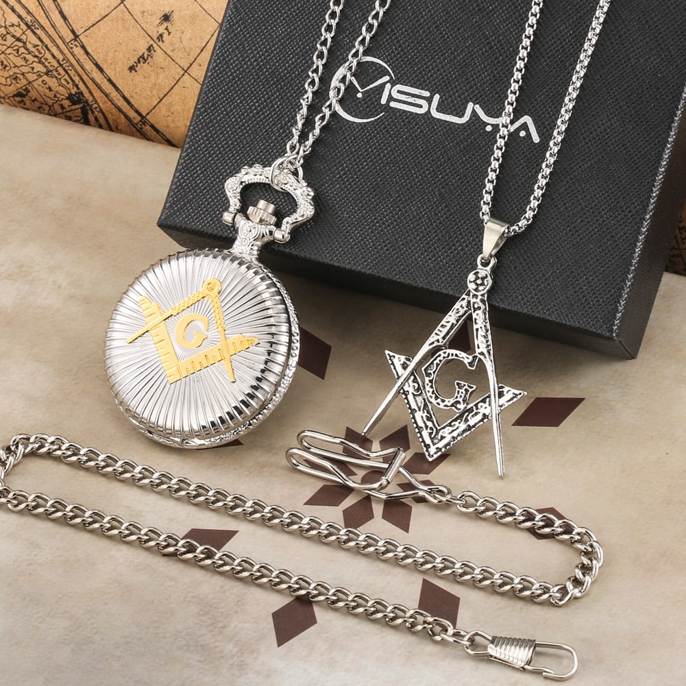 Masonic Pocket Watches and Necklaces Set