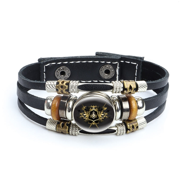 Masonic Symbols Freemason Leather Bracelets