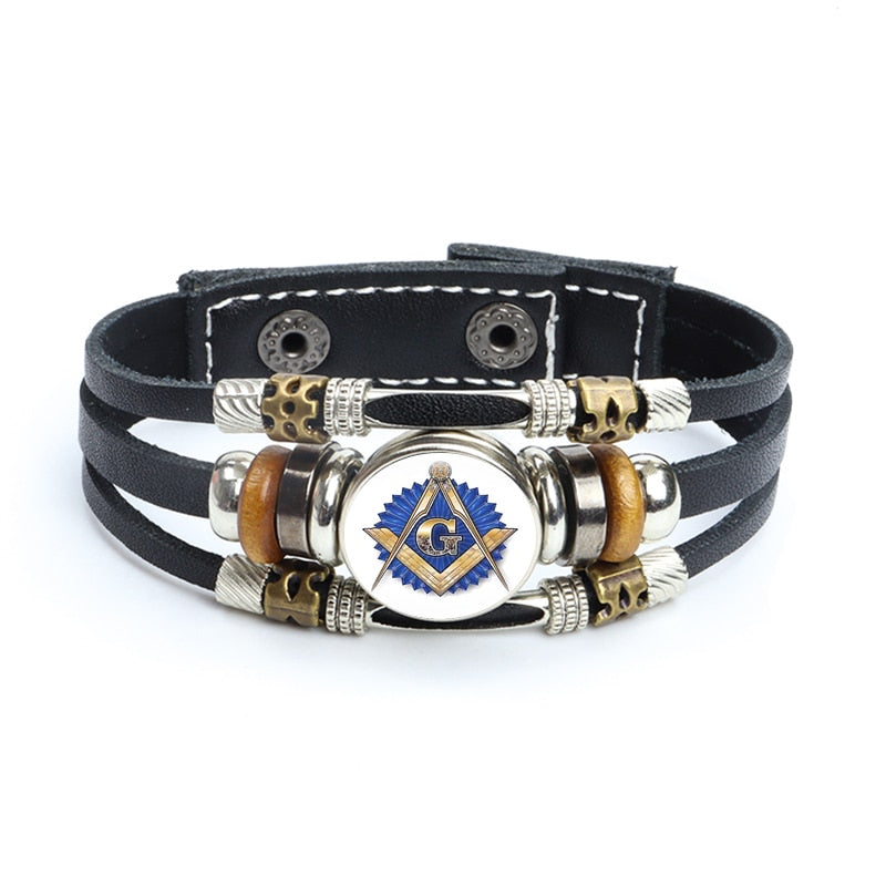 Masonic Symbols Freemason Leather Bracelets