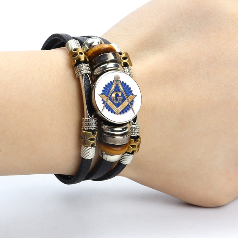 Masonic Symbols Freemason Leather Bracelets