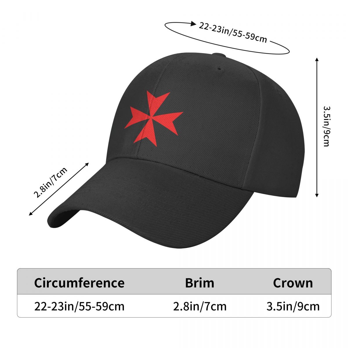 Masonic Knights Templar Red Maltese Cross Baseball Caps