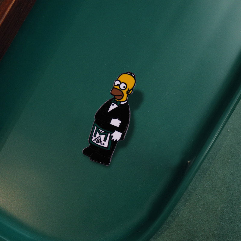 "Homer Simpson" with Masonic Apron Lapel Pin