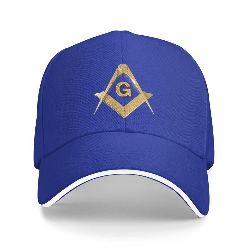 MASTER MASON BLUE LODGE BASEBALL CAP - GOLDEN SQUARE & COMPASS G ADJUSTABLE BASEBALL CAP [MULTIPLE COLORS]