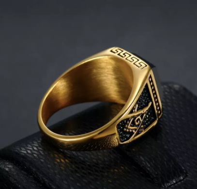 Masonic Signet Ring ( Gold with Black Stone )