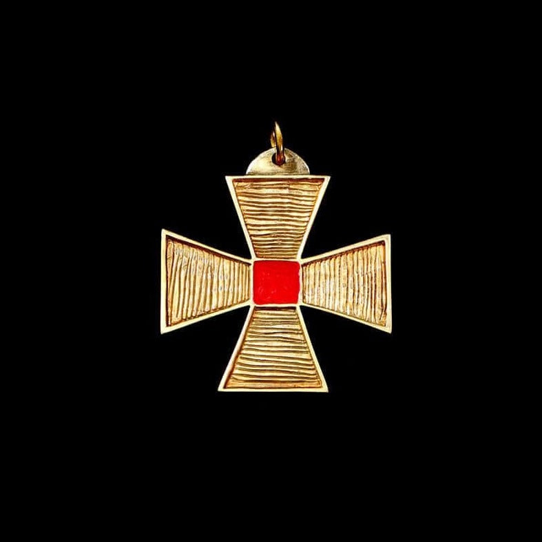 Pendentif Croix Templière Commandeur (Rouge & Or)