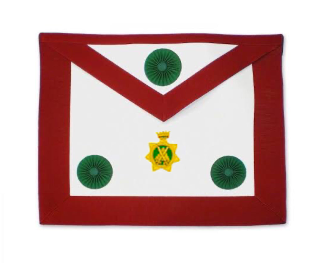 Red Cross Knights Most Excellent Chief Apron (Maroon) - Scottish Constitution. 41x34 cm