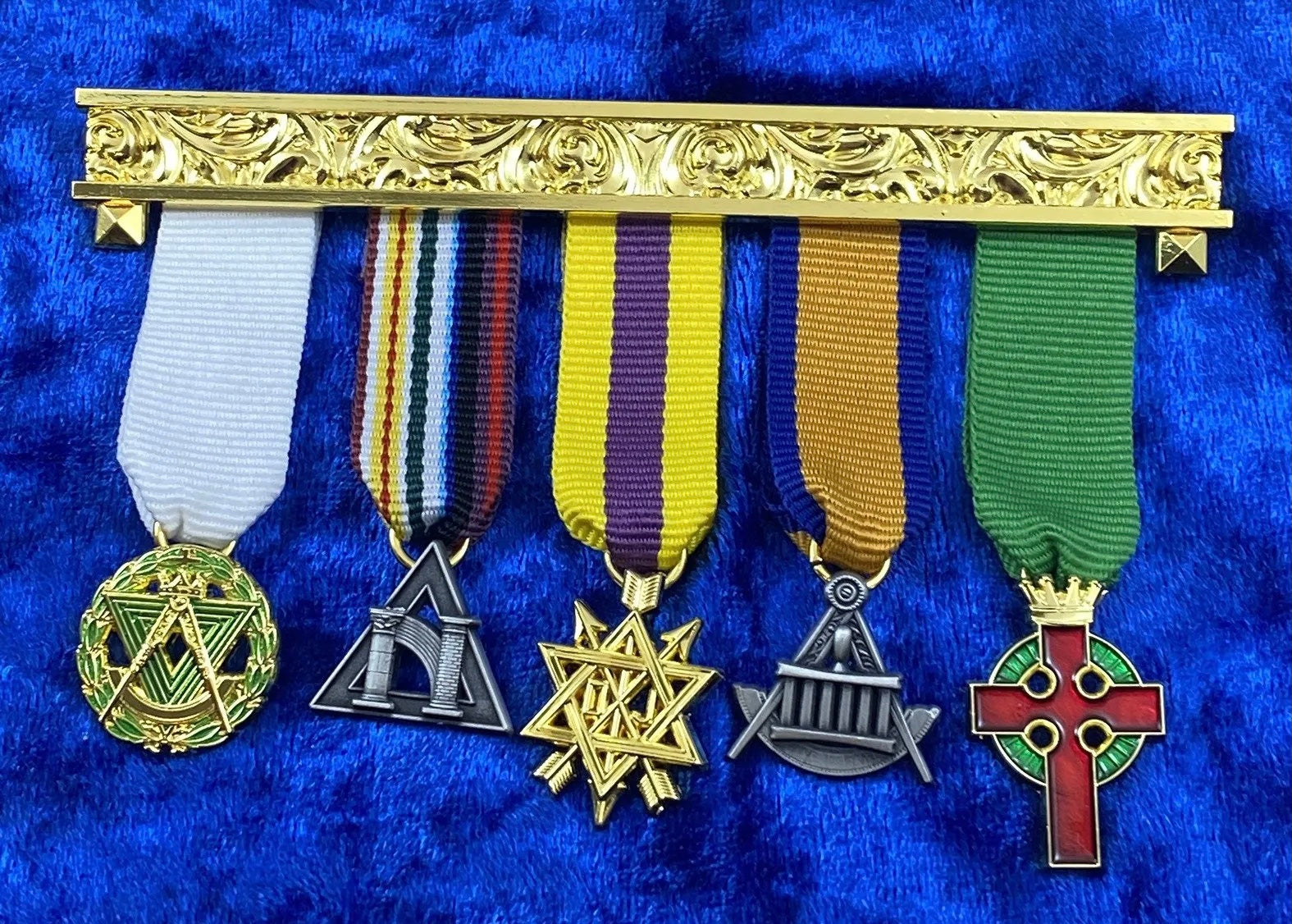 Allied Masonic Degrees 5 Past Presiding Miniatures Bar Breast Jewel - American Constitution