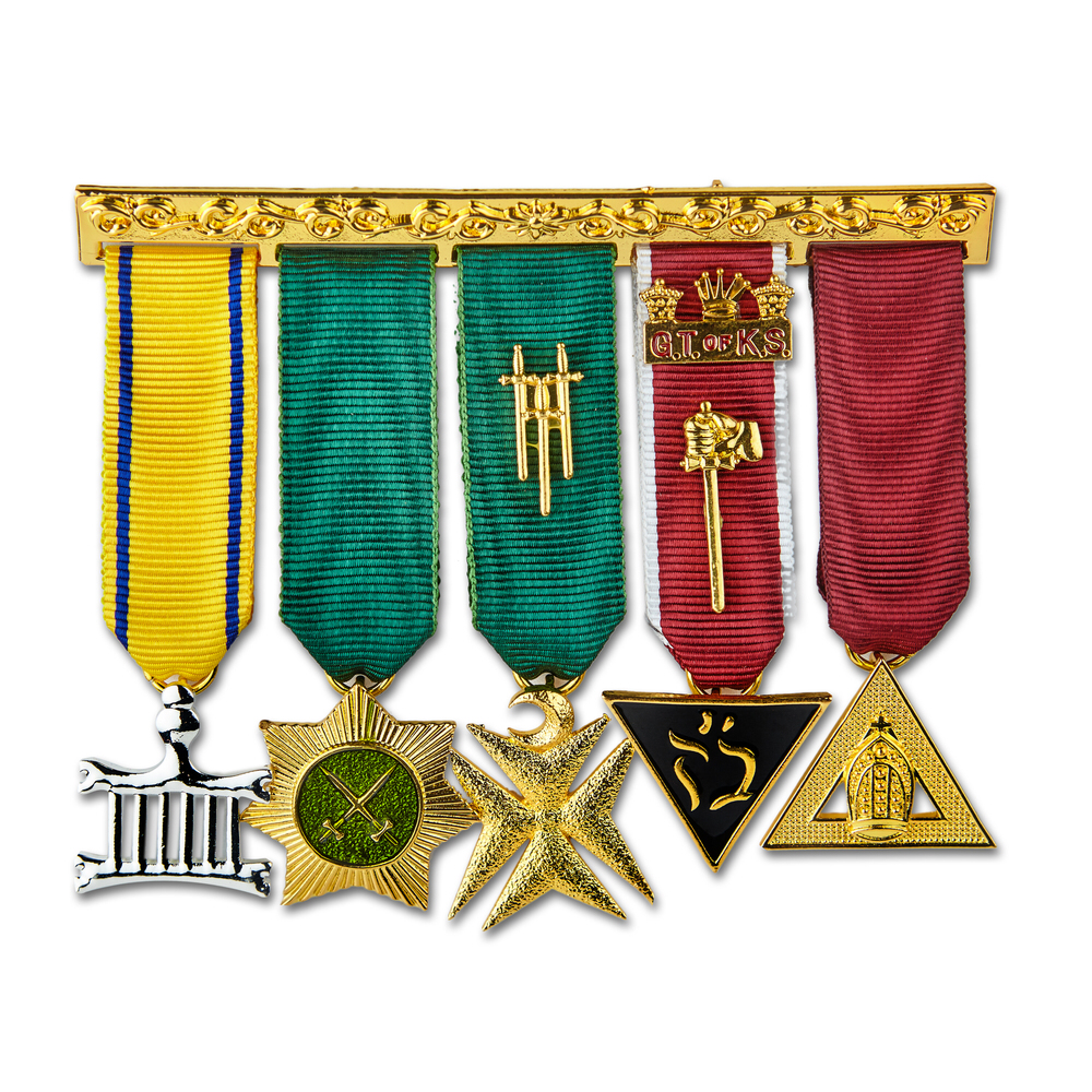 Allied Masonic Degrees 5 Miniatures Bar Breast Jewel - English Constitution