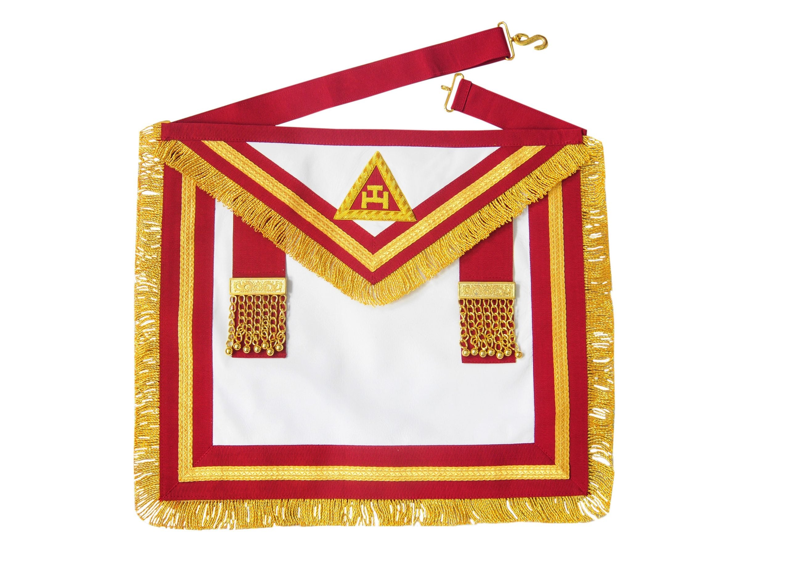 Royal Arch Past King Apron with Fringe - Irish Constitution. 41x34cm