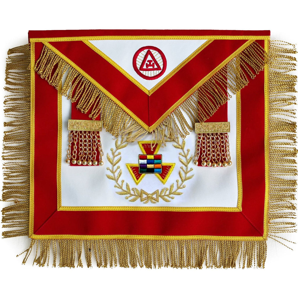 Royal Arch Past High Priest Apron with Gold Fringe (Wreath) - American Constitution. 41x34cm