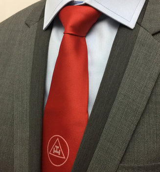 Masonic Regalia Red Tie. Royal Arch Triple Tau Logo