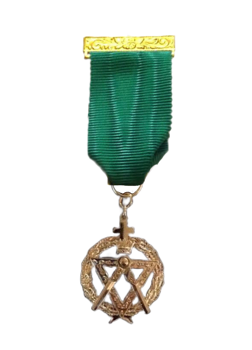 Allied Masonic Degrees Sovereign Master Emerald Green Ribbon Breast Jewel - Canadian Constitution